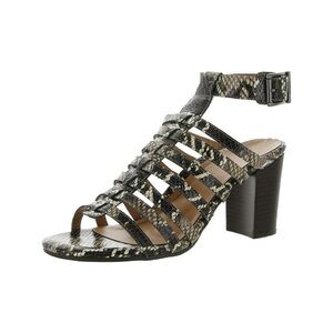 Vionic Sami Heeled Gladiator Ankle Strap Snake Print Leather Caged Sandal